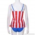 Howley Women American USA Flag Print Stars Beach Strappy Surfing Bathing Suit Swimwear B07DJ5K8BW